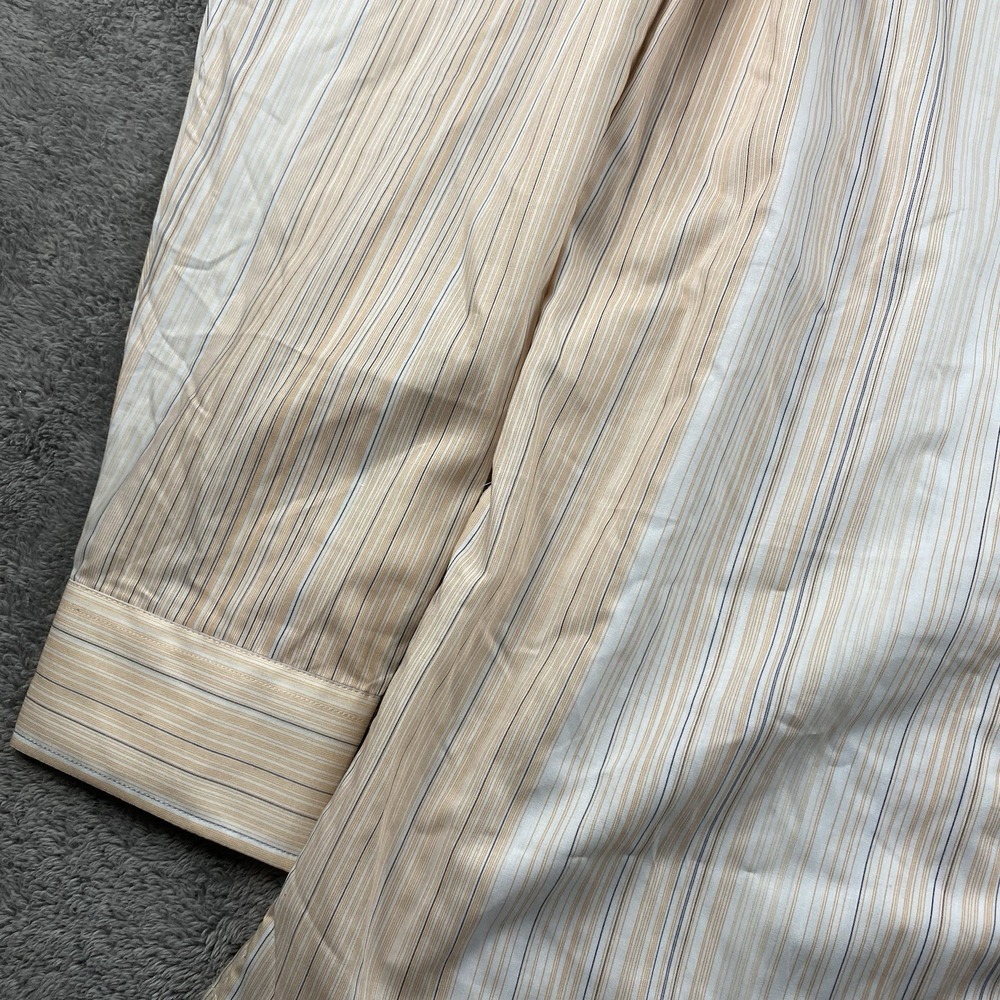 Desire Collection Long Sleeve Dress Shirt Mens Large Orange White Stripes - Picture 14 of 16